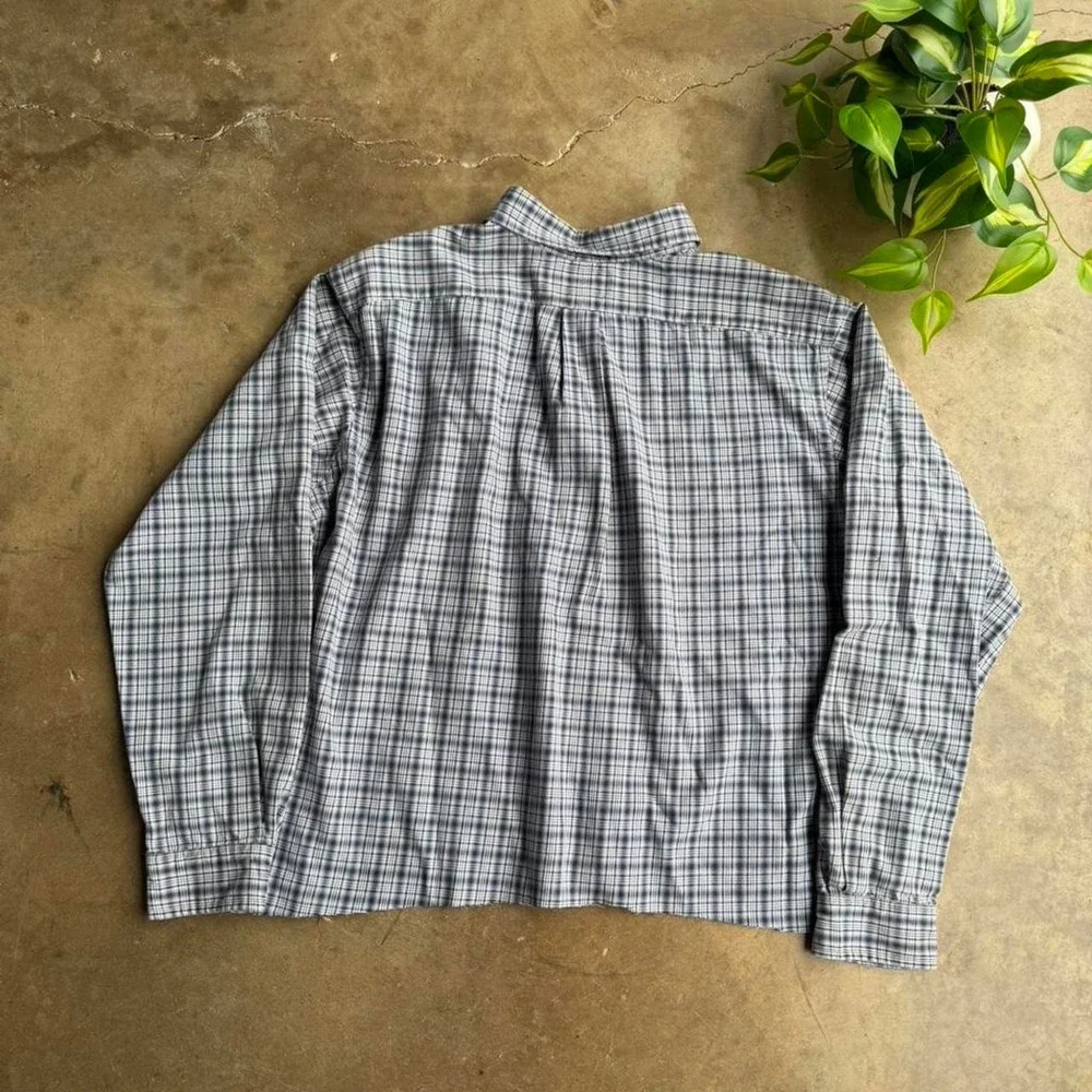 Vintage Ralph Lauren blue plaid cropped boxy button up shirt Size XL